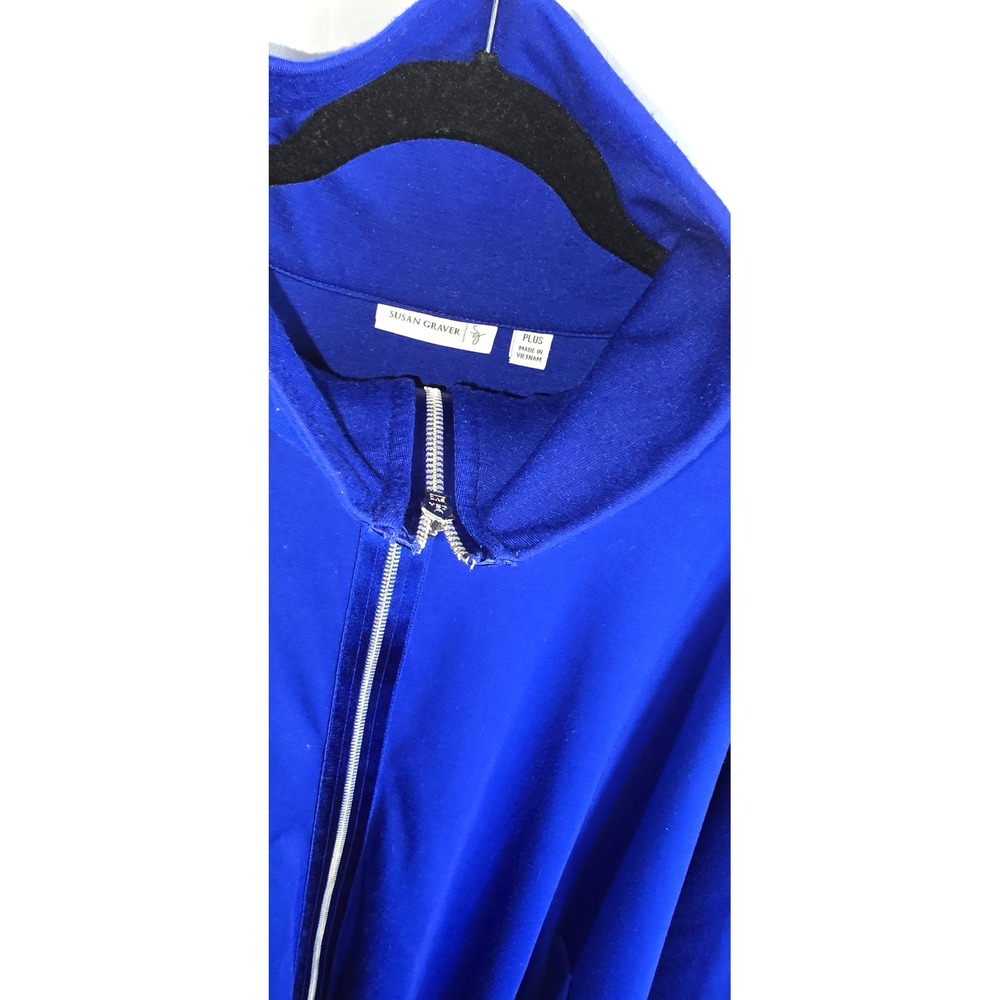 PLUS Susan Graver Poncho Top Royal Blue Quarter Zip Funnel Neck paddington bear